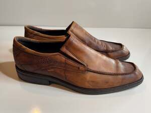 ECCO Helsinki Men's Brown Leather Bicycle Toe Slip-On Dress Shoes 11